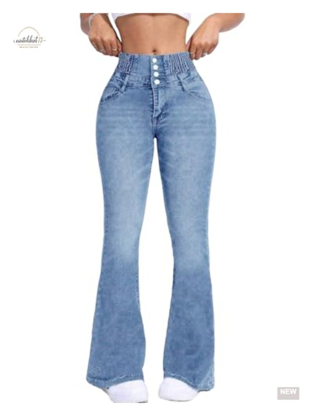 High Waisted Flare Jeans Stretch Denim Tummy Control Bell Bottoms